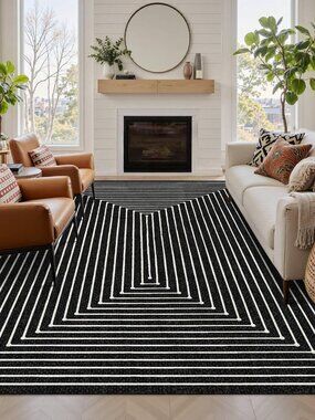 5x7 Area Rugs for Living Room Bedroom, Modern Abstract Washable Rug, Boho Non Sl